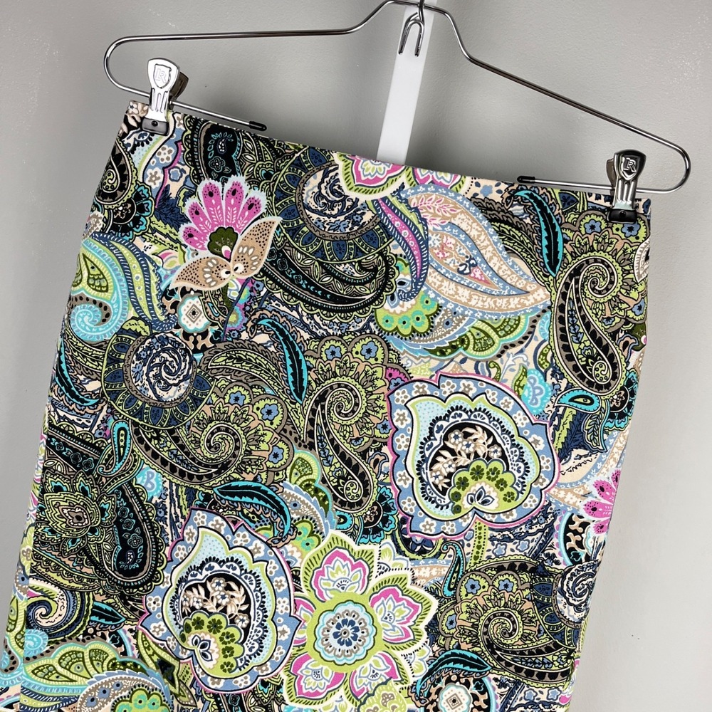 Talbots Petites Straight Pencil Skirt Womens 4P Pastel Floral Paisley Preppy